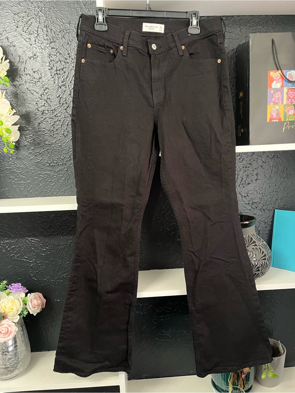Abercrombie & Fitch High Rise Bootcur Black Women's Flared Jeans